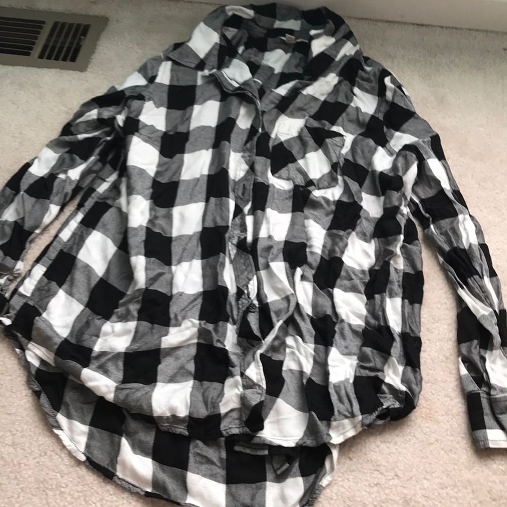 Black and white flannel blouse